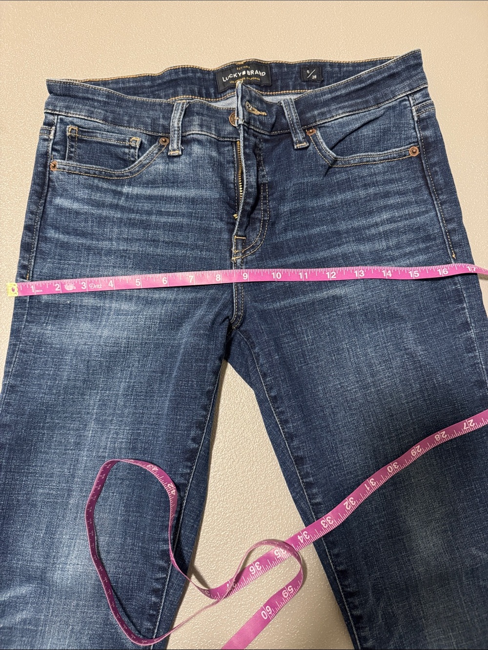 Lucky Brand Ava Dark Blue Denim Cropped Skinny Jeans Size 6/28 - Picture 11 of 12